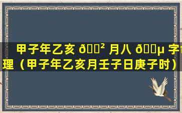 甲子年乙亥 🌲 月八 🌵 字命理（甲子年乙亥月壬子日庚子时）